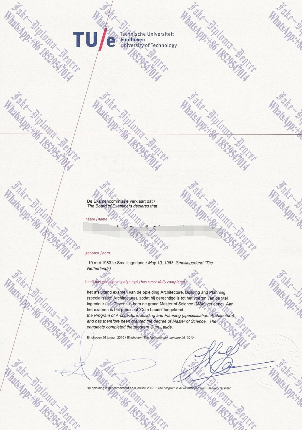Where to purchase fake Technische Universiteit Eindhoven Diploma